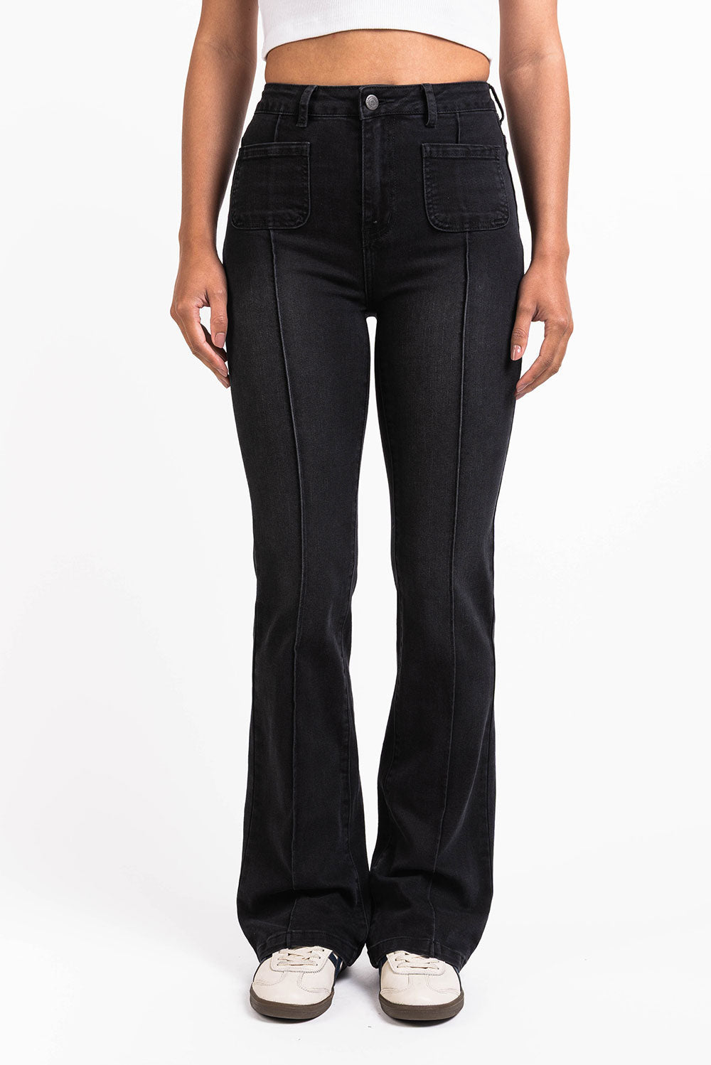 Claire 01High Bootcut Jeans - Washed Black – MADLADY Claire 01High Bootcut Jeans - Washed Black – MADLADY