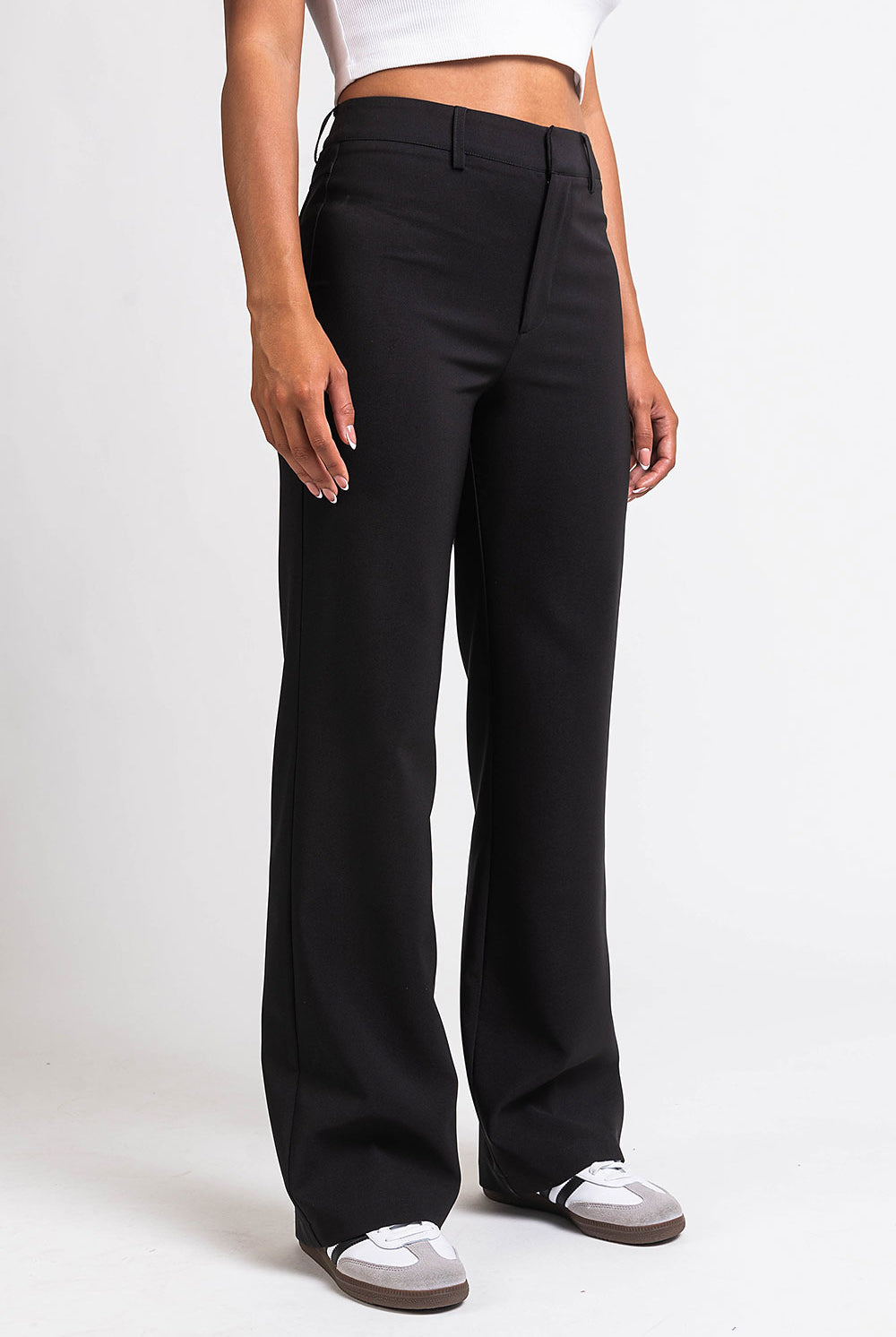Drew 01High Straight Suit Pants - Black