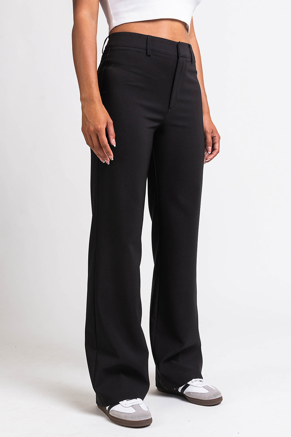 Drew 01High Straight Suit Pants - Black