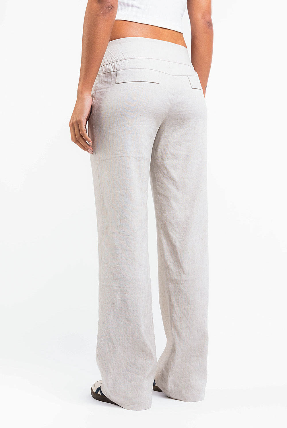 Mabel 02Low Straight Linen Pants - Linen Beige