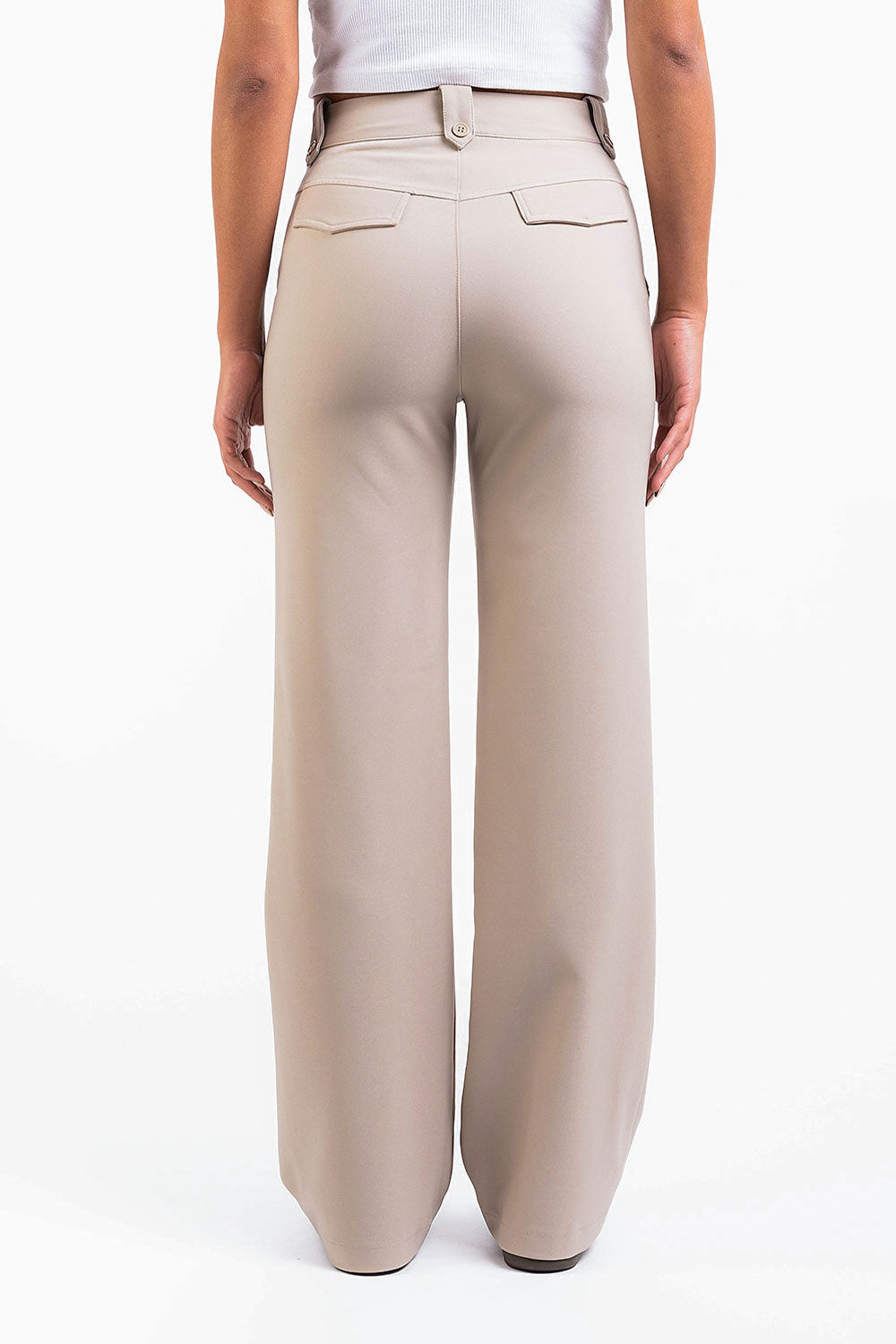 Bonnie 02High Straight Suit Pants - Beige