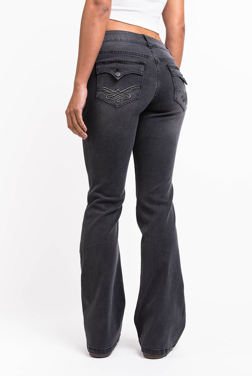 Claire 05Low Bootcut Jeans - Washed Black