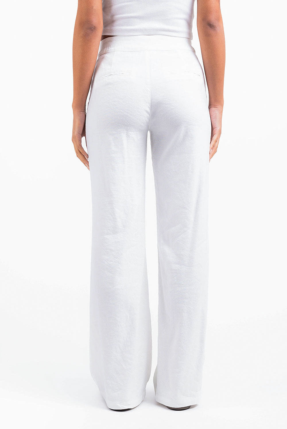 Edda 01High Straight Linen Pants - White