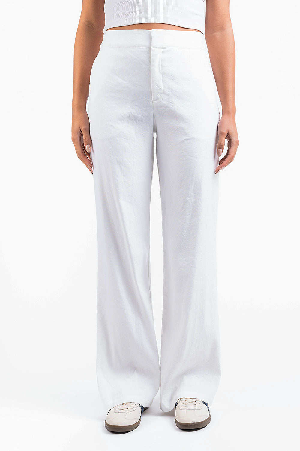Edda 01High Straight Linen Pants - White
