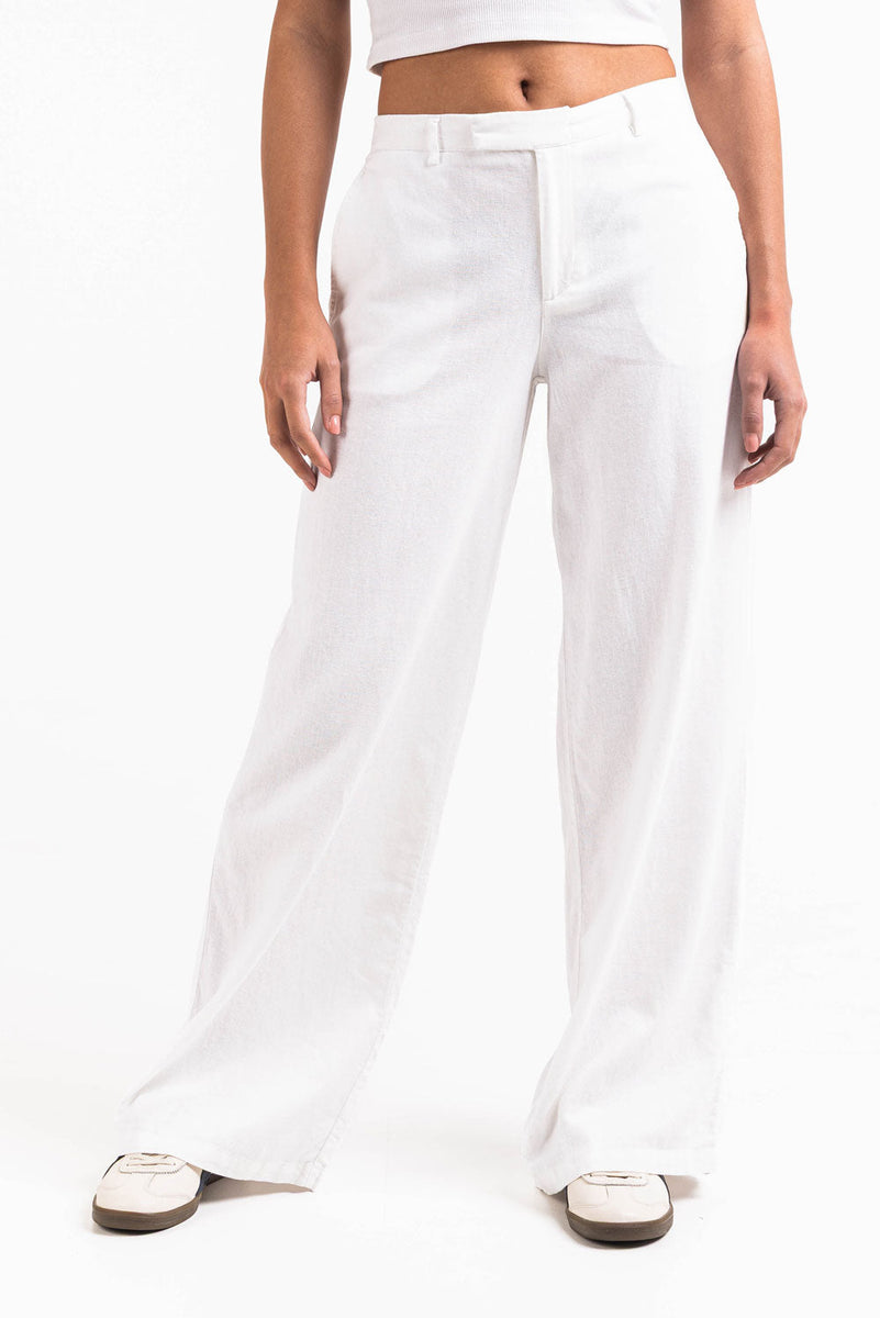 Thilde 02Mid Leveät Pellavahousut - White – MADLADY