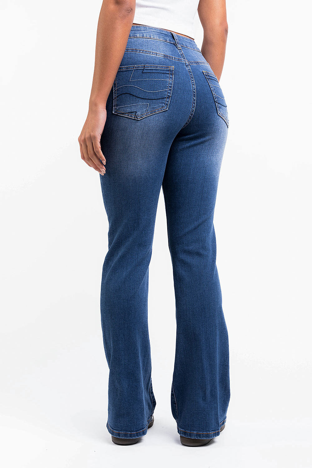 Ingrid 02High Flared Jeans - Mid Blue