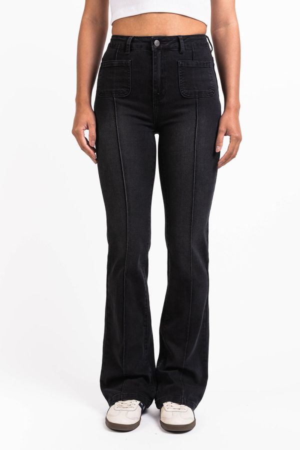 Claire 01High Bootcut Jeans - Claire Washed Black