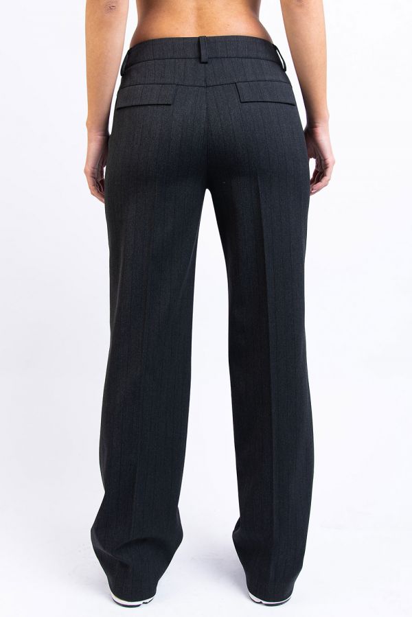 Mid Waist Suit Pants - Gwen Pinstripe Grey